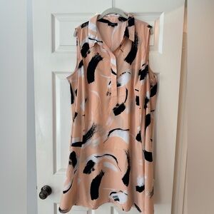 Alfani Peach and Black Brushstroke Dress